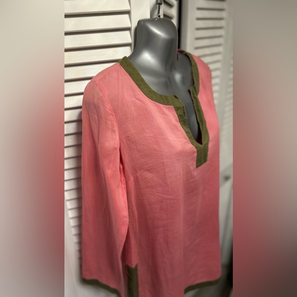 Lucky Brand coral and olive tunic top - Picture 2 of 6